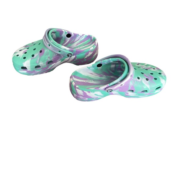 Crocs W9- Purple/Turquoise Marbled - Original Clog style - Picture 2 of 7